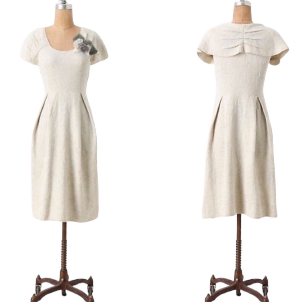 Anthropologie Moth Florist Arrangement Jacquard Knit Rosette Midi  Dress - S